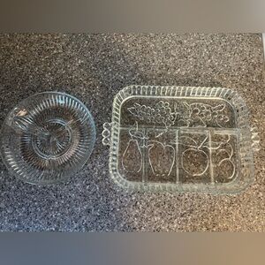 2-Clear Glass Divided Serving Tray-measurements in pictures
